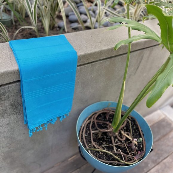 4 Blue Beach Bath Towels - 100% Turkish Cotton - Citizens of the Beach - Picture 2 of 3